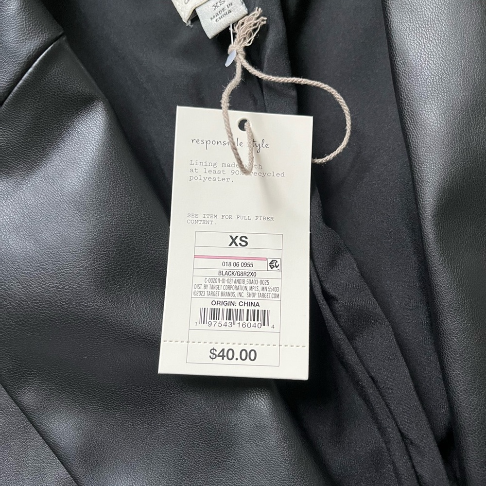 A New Day Women's Black Faux Leather Blazer NWT Size XS - Picture 4 of 5